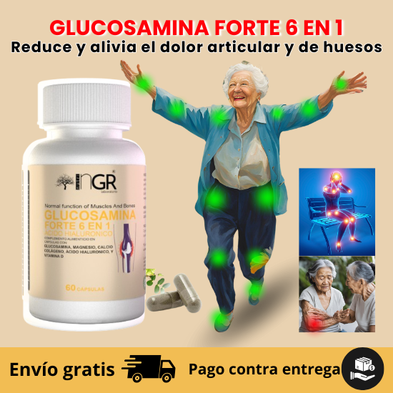 Glucosamina Forte 6 en 1 -Alivia, previene y recupera articulaciones y huesos