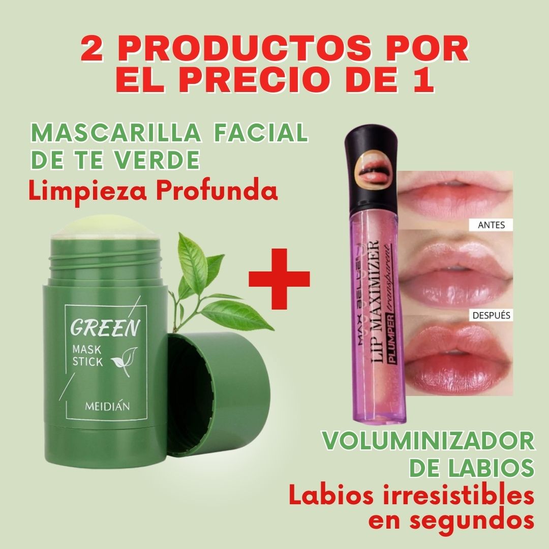 Mascarilla Facial + Voluminizador de Labios  Pague 1 Lleve 2