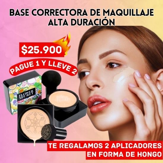 Base de Maquillaje Alta Duración 2X1 + GRATIS 2 APLICADORES