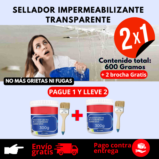 Impermeabilizante Transparente 2x1  +  2 Brochas🎁