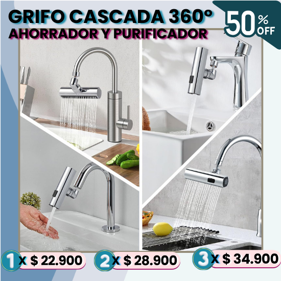 Grifo Cascada de Acero 360° - Ahorrador y Purificador